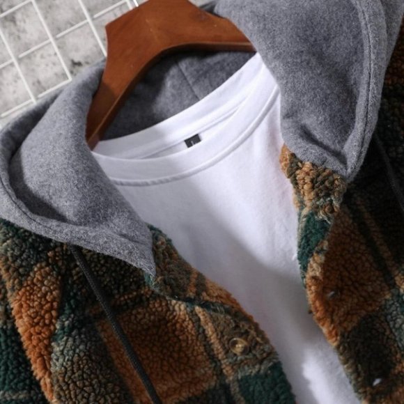 Brown Mens Plain Hooded Overcoat - Picture 3 of 4